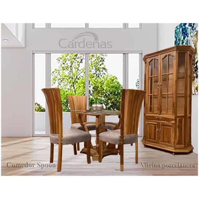 Comedor Spoon ruteado y vitrina de 2 puertas